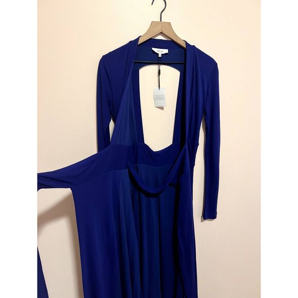 NWT Reiss Bailey Plunge Wrap Maxi Dress in Cobalt Blue Women's Size 4 - Picture 10 of 13